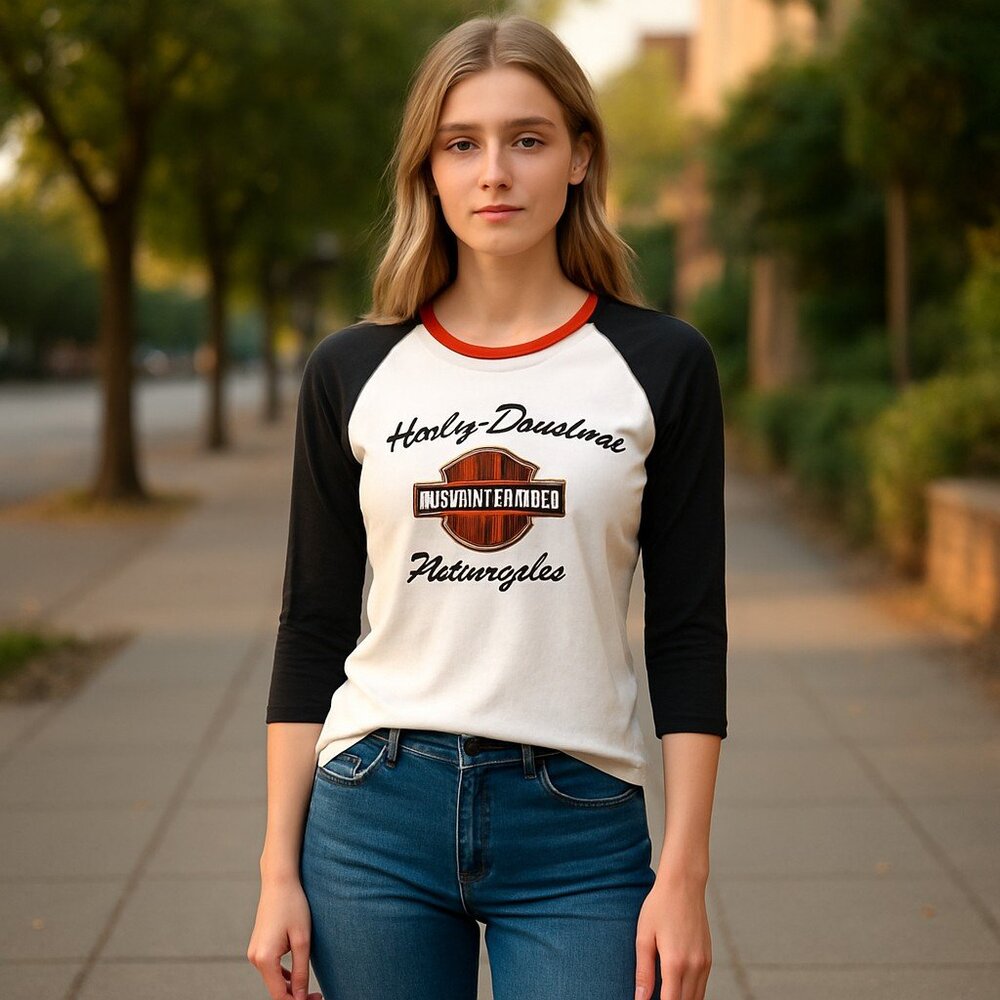 NWOT Harley-Davidson First-Class Long Sleeve Raglan Tee - White